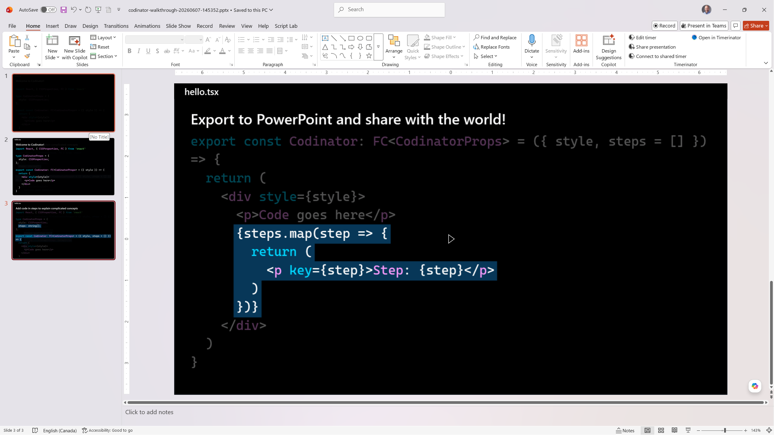 PowerPoint export